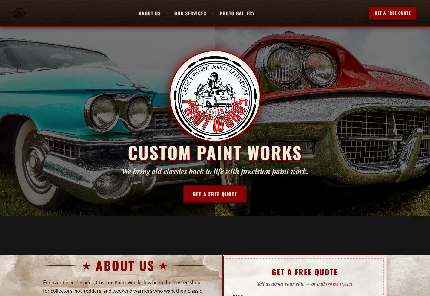 The Custom Paint Works website